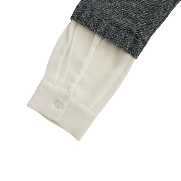 FLAWED Brochu Walker Eton Grey Wool Cashmere Sweater with White Underlay Size XS - Picture 13 of 16